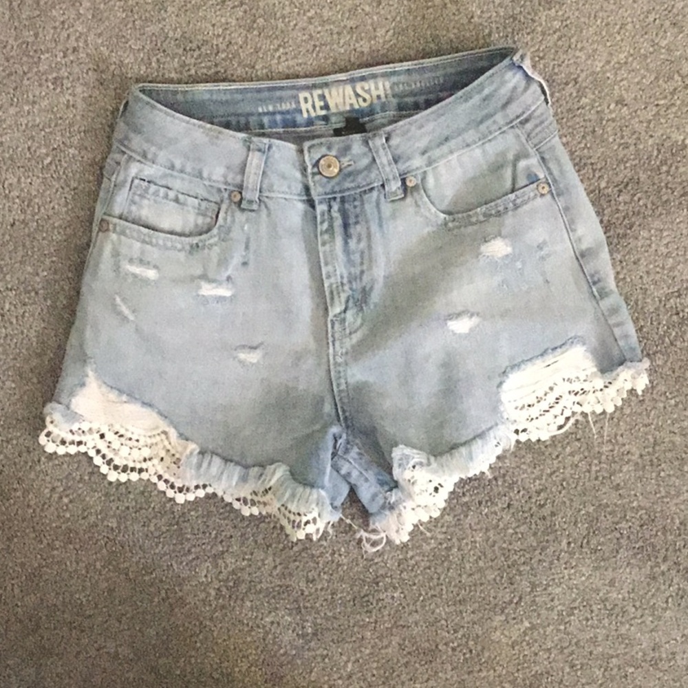 jean shorts with lace